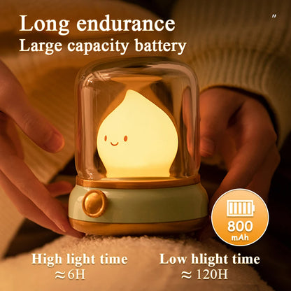Kids Night Light Cute Kerosene Lamp Flame Candle Light Rechargeable Dimmable Sleeping Lamp for Bedroom Decoration Gift Birthday